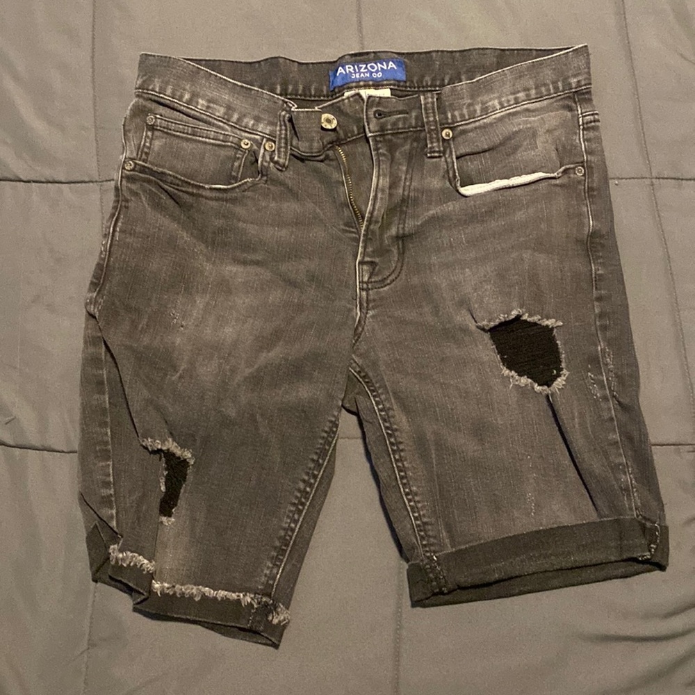Faded black jean shorts